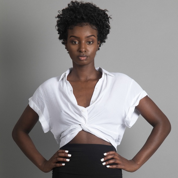 South of Spring NY Tops - Lama | Knotted Cropped Blouse in White